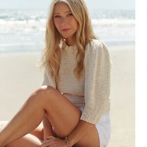 G. Label Goop One-And-Done Sweater - Puff Sleeve Ivory Cotton - Size XS